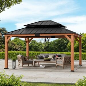 ELEVATE OUTDOORS 15-ft x 13-ft Glamwood Brown Gazebo with Hardtop Roof _ IG10600013-1315